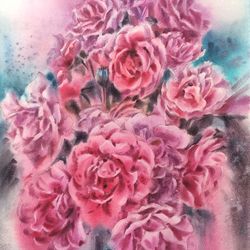 watercolor painting bright roses