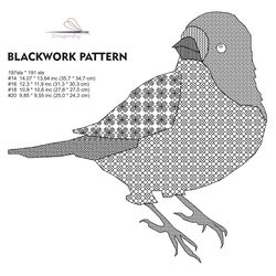 BIRD - BLACKWORK pattern - Cross Stitch Pattern - Embroidery Sampler - Carpet Cross Stitch - Instant Download PDF