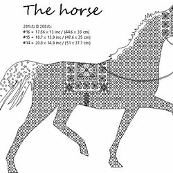 BLACKWORK pattern - HORSE - Cross Stitch Pattern - Embroidery Sampler - Carpet Cross Stitch - Instant Download PDF