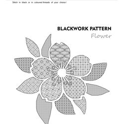 BLACKWORK pattern - Flower - Cross Stitch Pattern - Embroidery Sampler - Carpet Cross Stitch - Instant Download PDF