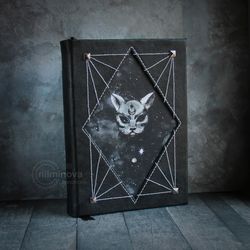 Moon cat journal A5 Spell Book of shadows Black cat celestial Book of spells Witchcraft book Grimoire Witch spell book