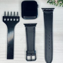 apple watch strap leather (buttero, black)