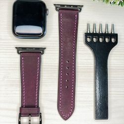 apple watch strap leather (pueblo, prugna)