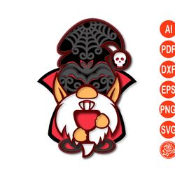 Multilayer Mandala Halloween Gnome  Vampire SVG