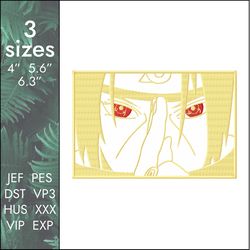 itachi embroidery design, naruto ninjutsu anime, 4 sizes