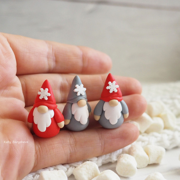 Christmas Gnome figurine - tiny clay gnome gift 3.JPG