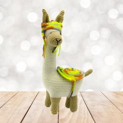 Personalize Alpaca llama stuffed toy, Hand knitted llama Christmas decoration, Alpaca ornament, Nursery decor llama toy