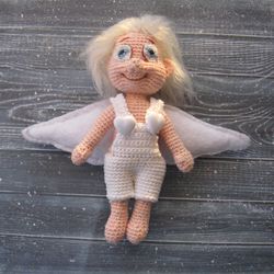 Angel dolls with wings, Gurddian Angel doll, Collection white Angel Rustic decor, Angel baby doll, Christmas tree Angel