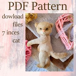 Pattern teddy cat, short instruction in English.