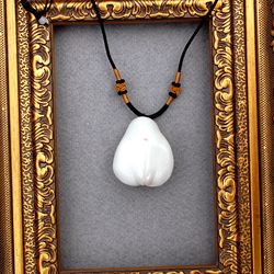 extravagant porcelain necklace pendant on a silk cord ass necklace female torso pendant ceramic jewelry female pussy
