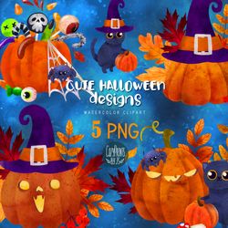 spooky day, cute halloween clipart set