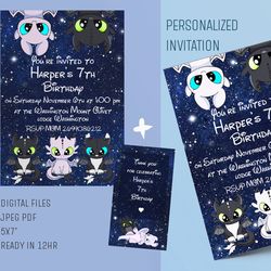 Dragon personalized invitation, How train dragon birthday invitation, Night fury birthday, Light fury birthday invite