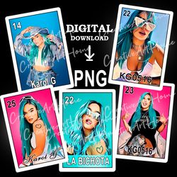 Karol G Loteria Card PNG, Bichota digital download file, sublimation
