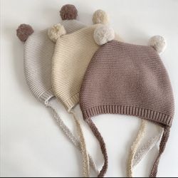 Baby Hat Soft Pompom Infant Toddler Cap Beanie Solid Color Kids Knitted Warm Bonnet Hat
