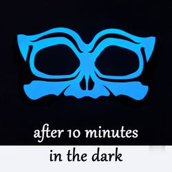 Luminous glowing mask for Halloween skeleton costume. Spooky face mask. Skeleton masquerade mask to halloween costume.
