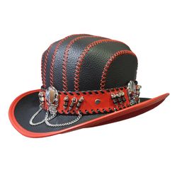 steampunk gothic bowler leather top hat