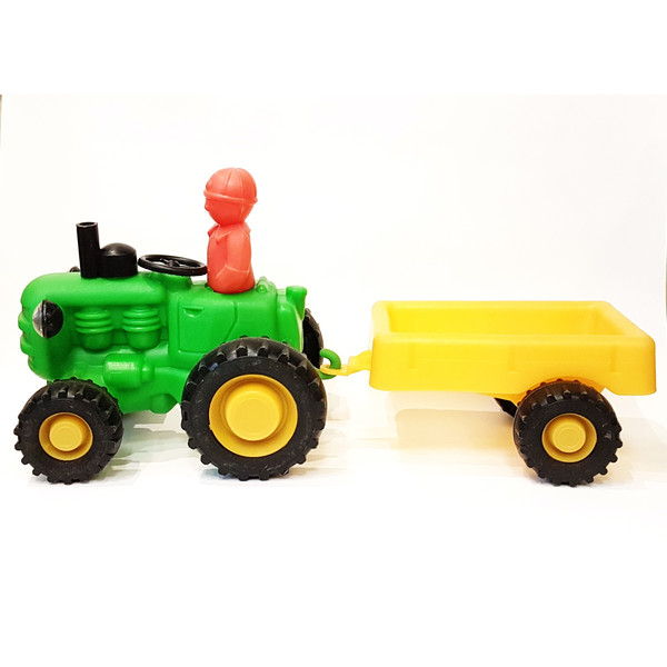 2 Vintage USSR Toy Tractor with Trailer and Driver Polyethylene 1970s.jpg