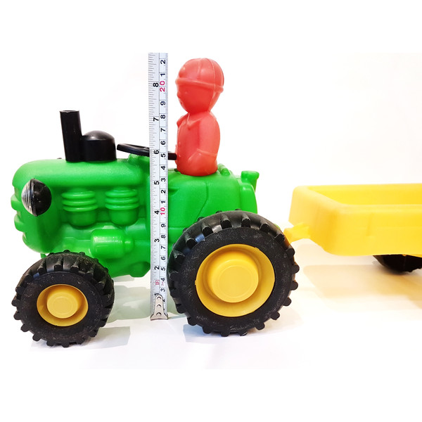 11 Vintage USSR Toy Tractor with Trailer and Driver Polyethylene 1970s.jpg