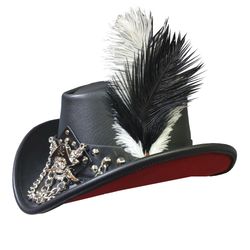 pirate black leather hat