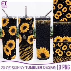 Sunflowers Skinny Tumbler Sublimation Wrap Bundle - 3 PNG