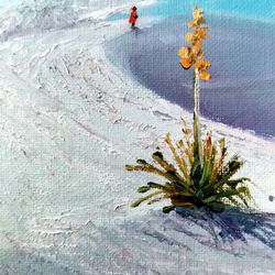 White Sands Desert Landscape New Mexico Painting Sunset Oil Original Painting Yucca Impasto by Nadia Hope