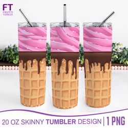 Ice Cream Skinny Tumbler Sublimation Wrap - Waffle Pattern - 1 PNG