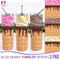 Ice Cream Skinny Tumbler Sublimation Wrap - 3 PNG