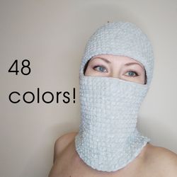 48 colors! Crochet balaclava velvet Fluffy balaclava face mask Balaclava hand knit Trendy balaclava for teens
