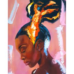 African Queen Painting African American Original Art Portrait Oil Painting