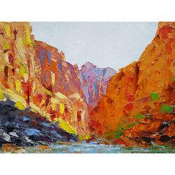 Grand Canyon painting Mountain original oil wall art Southwest landscape art Arizona artwork 6"x8"