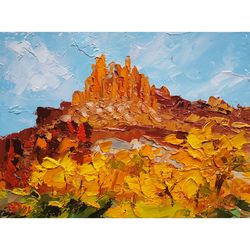 Capitol Reef National Park original oil painting Utah Mountain wall art Southwest landscape artwork 6"x8"
