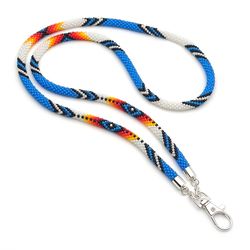 Blue beaded teacher lanyard Native America style Sky blue beaded lanyard for badge Fashion accessories