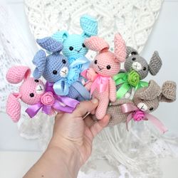 Bunny rabbit toy crochet pattern PDF in English Amigurumi keychain little hare