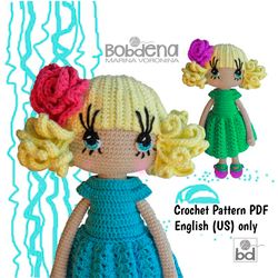 Crochet amigurumi doll pattern, Crochet pattern PDF, Crochet girl doll Kate