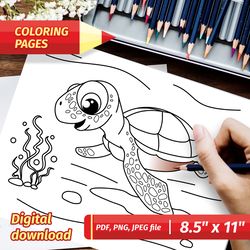 Coloring pages Digital Printable coloring pages Ocean Sea Life Kids Coloring Pages Instant Download