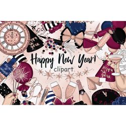 Happy New Year Clipart | Fashion Clipart Bundle