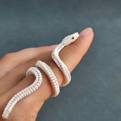 PDF tutorial beaded Snake ring | Jewelry DIY | Weave beaded pattern | Beaded white snake