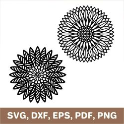 sunflower mandala svg, flower mandala svg, sunflower mandala png, flower mandala png, flower mandala dxf, cricut, svg