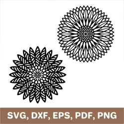 Sunflower mandala svg, flower mandala svg, sunflower mandala png, flower mandala png, flower mandala dxf, Cricut, SVG