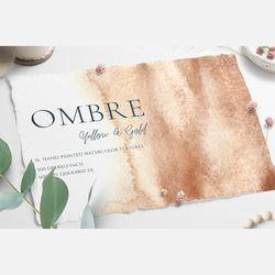 watercolor ombre yellow & gold texture,background, wallpaper, wedding invitation, card design, gradient, save the date.