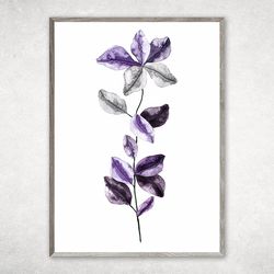 Abstract leaves painting, Minimalist Botanic Painting, Botanical poster Digital Download Poster Leaves Watercolor