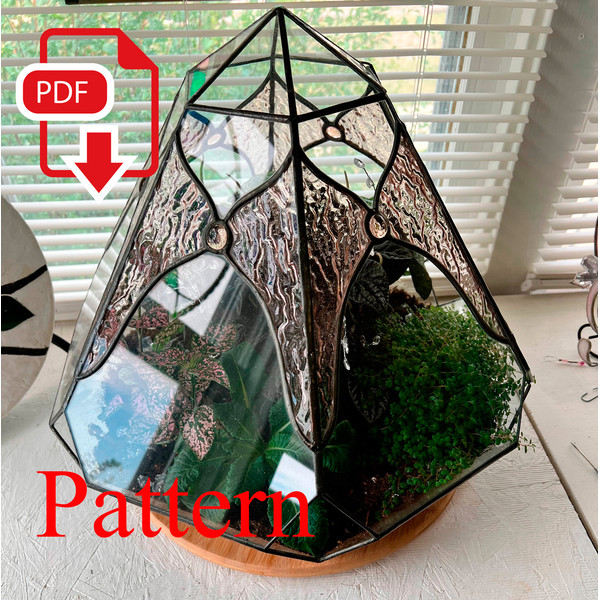 Stained glass terrarium template. Printable pattern. DIY ter Inspire