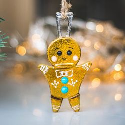 Gingerbread man christmas gift fused glass suncatcher - art glass suncatcher