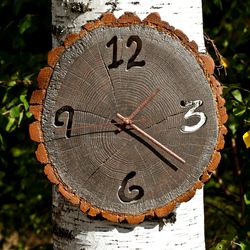 oak wall clock, wood clocks, wooden clock, antique clock, wooden slice, vintage wall clock, beach clock, live edge
