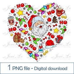 Christmas Heart 1 PNG file Merry Christmas Sublimation Santa design Christmas lights clipart Cookie Digital download