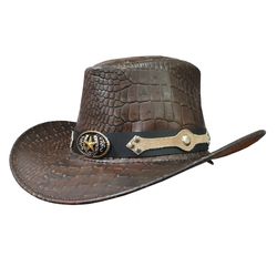 crocodile skin leather hat