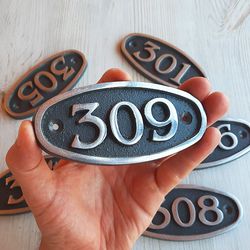 Address number plaque 309 apartment metal door number plate