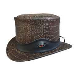 Crocodile Eye Band Leather Top Hat