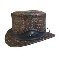 crocodile eye band leather top hat