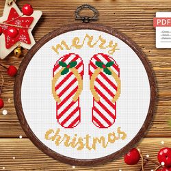 Merry Christmas Cross Stitch Pattern, Santa Claus Cross Stitch Pattern, Christmas Pattern